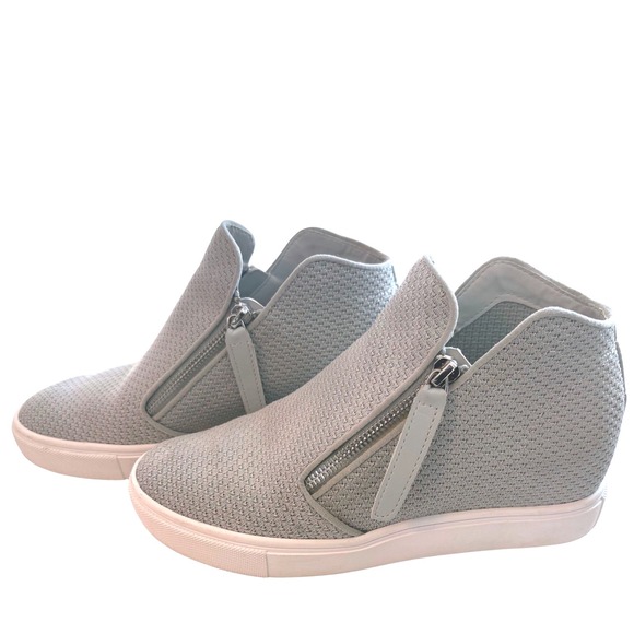 Steve Madden Shoes - Steve Madden Womens Grey Wedge Sneakers Zipper Casual Fashion Shoes Sz 9